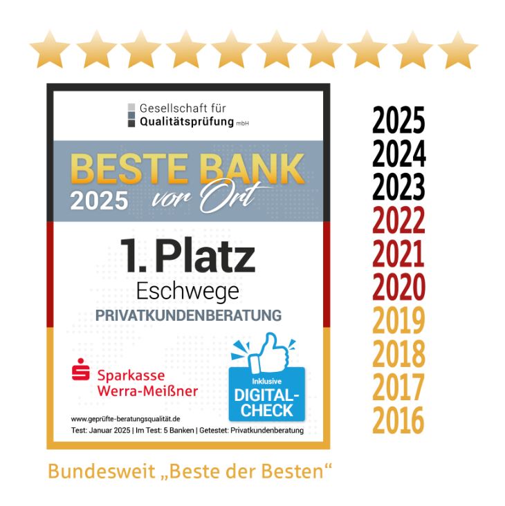 Auch in 2025 „Beste Bank vor Ort“